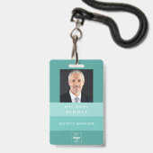 Foto-ID für moderne grüne Unternehmen Ausweis (Front with Lanyard)