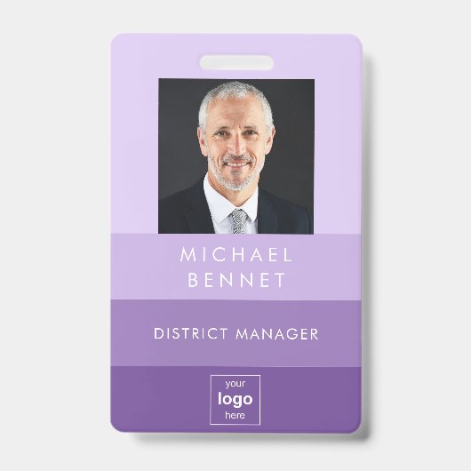 Foto-ID für moderne Lila Unternehmen Ausweis (Front)