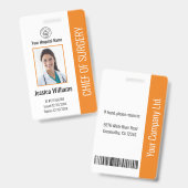 Foto-ID für personalisierte medizinische Mitarbeit Ausweis (Front & Back)