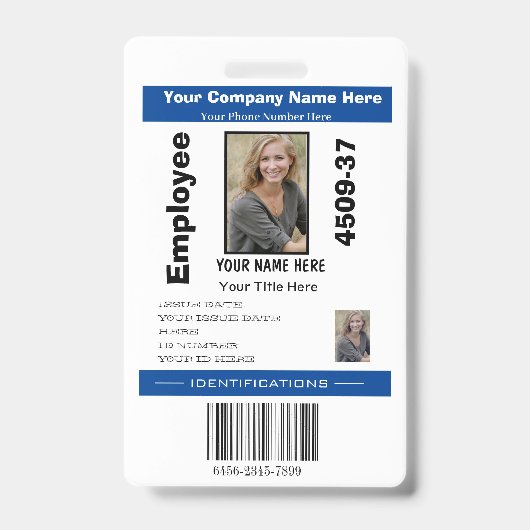 Foto-ID für personalisierte Mitarbeiter - Unterneh Ausweis (Vorderseite)