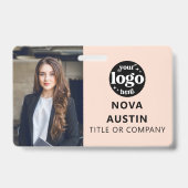 Foto-ID für rosa Mitarbeiter mit QR-Code-Logo Ausweis (Vorderseite)