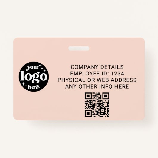 Foto-ID für rosa Mitarbeiter mit QR-Code-Logo Ausweis (Rückseite)