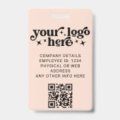 Foto-ID für rosa Mitarbeiter mit QR-Code-Logo Ausweis (Rückseite)