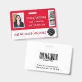 Foto-ID für Schulen oder Unternehmen Rotes Abzeich Ausweis (Vorder- & Rückseite)