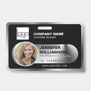 Foto-ID für Schwarz-Minimalistisch-Unternehmen QR  Ausweis