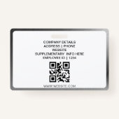 Foto-ID für Schwarz-Minimalistisch-Unternehmen QR  Ausweis (Rückseite)