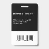 Foto-ID für Schwarze Mitarbeiter Bar Code Unterneh Ausweis (Rückseite)
