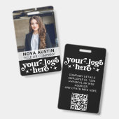 Foto-ID für Schwarze Mitarbeiter mit QR-Code-Firme Ausweis (Vorder- & Rückseite)