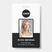 Foto-ID für Schwarze Mitarbeiter Qr Code Unternehm Ausweis (Front)