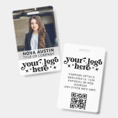Foto-ID für Weiße Mitarbeiter mit QR-Code-Firmenlo Ausweis (Front & Back)
