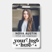 Foto-ID für Weiße Mitarbeiter mit QR-Code-Firmenlo Ausweis (Front)