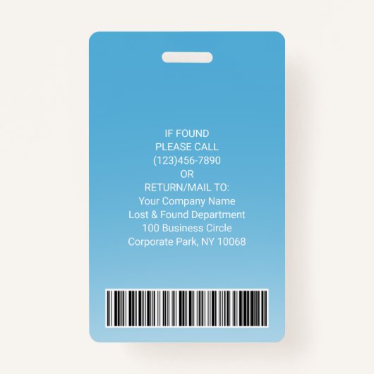 Foto-ID Ihres Mitarbeiters Strichcode Ihr Logo Blu Ausweis (Rückseite)