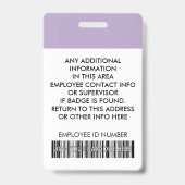 Foto-ID-Karte Barcode-Logo Lila Lila Name Ausweis (Rückseite)