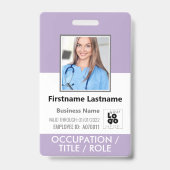 Foto-ID-Karte Barcode-Logo Lila Lila Name Ausweis (Vorderseite)