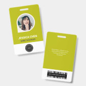 Foto-ID-Karte für grüne Mitarbeiter, Bar, Logo, Na Ausweis (Vorder- & Rückseite)