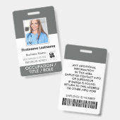 Foto-ID-Karte Strichcode-Logo dunkelgrau Name Ausweis (Vorder- & Rückseite)