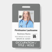 Foto-ID-Karte Strichcode-Logo dunkelgrau Name Ausweis (Vorderseite)