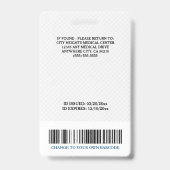 Foto-ID-Logo des Krankenhauses Beruflich Ausweis (Rückseite)