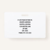 Foto-ID-Logo für medizinisch-chirurgische Krankenp Ausweis (Rückseite)