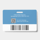 Foto-ID-Logo für Mitarbeiter - QR-Code blau Ausweis (Rückseite)