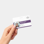Foto-ID-Logo für Mitarbeiter - QR-Code Lila Ausweis (Handheld)