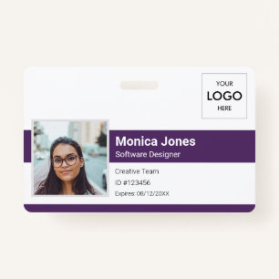 Foto-ID-Logo für Mitarbeiter - QR-Code Lila Ausweis