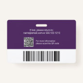 Foto-ID-Logo für Mitarbeiter - QR-Code Lila Ausweis (Rückseite)