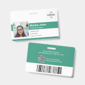 Foto-ID-Logo QR-Code Grün Ausweis (Vorder- & Rückseite)