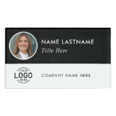 Foto-ID-Logo Schwarz-weiß Circle Magnetic Large Namenschild (Vorderseite)