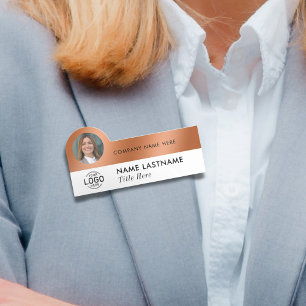 Foto-ID-Logo Sleek-Imitate Kupfer Weißes Geschäft Namensschild
