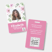 FOTO-ID - Mitarbeiter-VIP-Pass - Girly-Blume Ausweis (Front & Back)