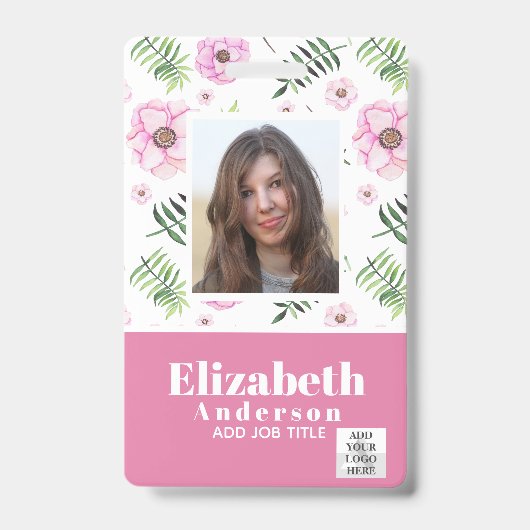 FOTO-ID - Mitarbeiter-VIP-Pass - Girly-Blume Ausweis (Front)