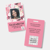 FOTO-ID - Mitarbeiter-VIP-Pass - Girly-Blume Ausweis (Front & Back)