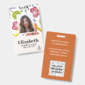 FOTO-ID - Mitarbeiter-VIP-Pass - Girly-Blume Ausweis (Front & Back)