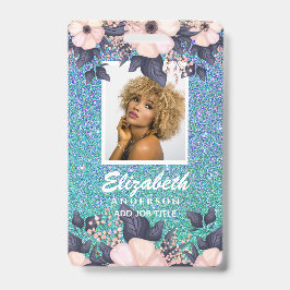 FOTO-ID - Mitarbeiter VIP Pass Girly Glitzer Blume Ausweis