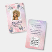 FOTO-ID - Mitarbeiter VIP Pass Girly Glitzer Blume Ausweis (Front & Back)