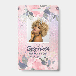 FOTO-ID - Mitarbeiter VIP Pass Girly Glitzer Blume Ausweis
