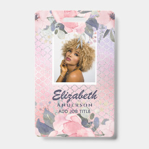 FOTO-ID - Mitarbeiter VIP Pass Girly Glitzer Blume Ausweis