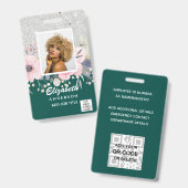 FOTO-ID Mitarbeiter VIP PASS Girly Glitzer Blume Ausweis (Front & Back)