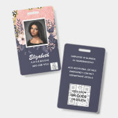 FOTO-ID Mitarbeiter VIP PASS Girly Glitzer Blume Ausweis (Front & Back)