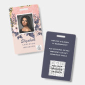 FOTO-ID Mitarbeiter VIP PASS Girly Glitzer Blume Ausweis (Front & Back)