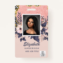 FOTO-ID Mitarbeiter VIP PASS Girly Glitzer Blume Ausweis