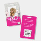 FOTO-ID Mitarbeiter VIP PASS Girly Glitzer Blume Ausweis (Front & Back)
