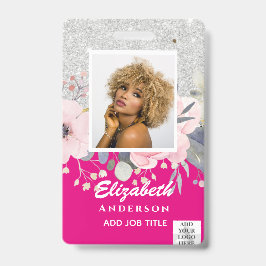 FOTO-ID Mitarbeiter VIP PASS Girly Glitzer Blume Ausweis