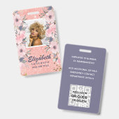 FOTO-ID - Mitarbeiter VIP Pass Girly Glitzer Blume Ausweis (Vorder- & Rückseite)