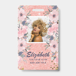 FOTO-ID - Mitarbeiter VIP Pass Girly Glitzer Blume Ausweis