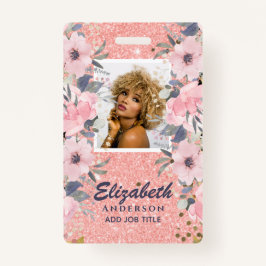 FOTO-ID - Mitarbeiter VIP Pass Girly Glitzer Blume Ausweis