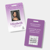 FOTO-ID - Mitarbeiter VIP Pass Girly Glitzer Glam Ausweis (Vorder- & Rückseite)