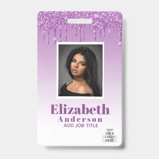 FOTO-ID - Mitarbeiter VIP Pass Girly Glitzer Glam Ausweis (Vorderseite)