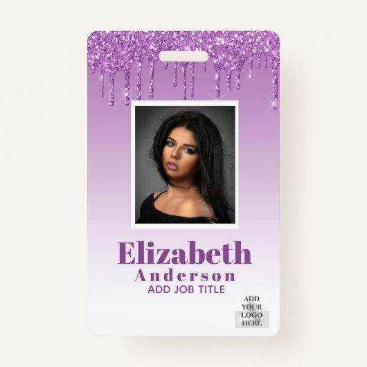 FOTO-ID - Mitarbeiter VIP Pass Girly Glitzer Glam Ausweis (Vorderseite)